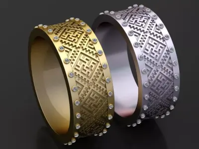 Geometric Heritage Band   3D Printable Ring Model 3D print model