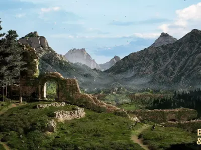 Forgotten Valley Ruins Environment Low-poly 3D model
