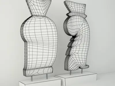 Carved Old Teak Deco 3D model