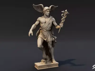 Hermes Statue Low-poly 3D model