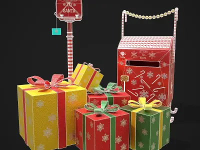 Christmas Mail Boxes and Gifts  3D Model Collection