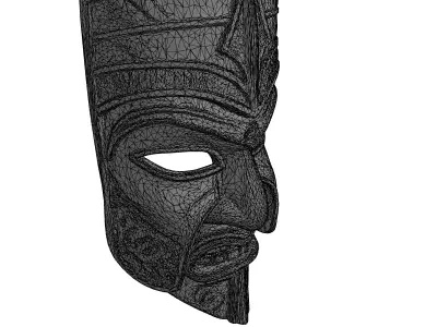 Detailed Polynesian Wooden Tiki Mask Low-poly 3D model