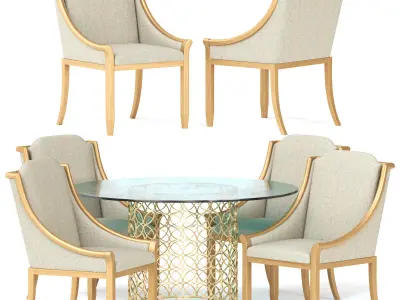 Caracole Dining Table   Chair Set 3D model
