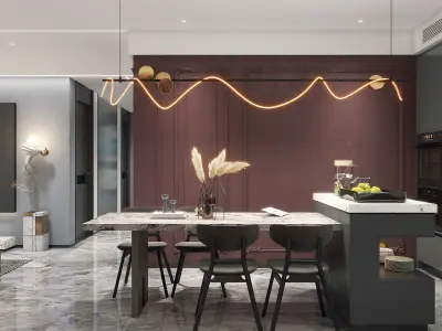 family 3D model of interior scene Living room  3D model