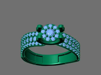Womens Rings With Stone Ring Ready STL 3DM Models Rings women 3D print model