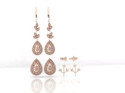 free pear pave setting jewelry earring Free 3D print model