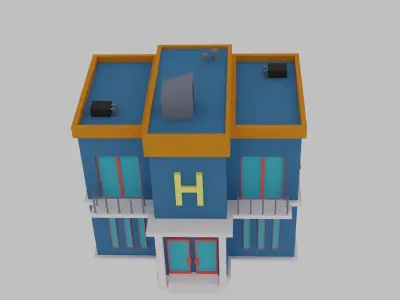 Low poly building - Hotel Free low-poly 3D model