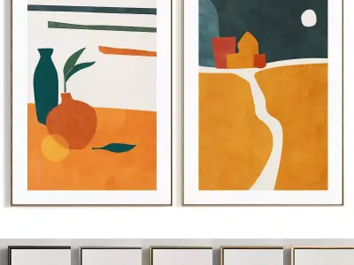 Plaster Two Photo Frame 407 Low-poly 3D model