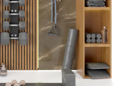 Home Gym Yoga Fitness Decoration Fitness Gray Set 053  3D model