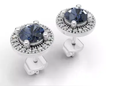 AV 715  Round Diamond Stud Earrings 3D print model