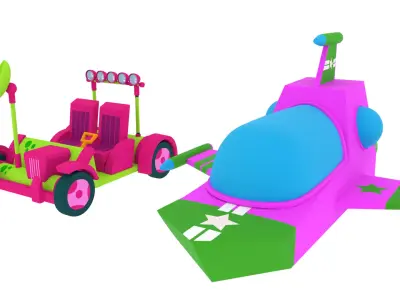 Spaceshi and Moonrover Pack Low-poly 3D model