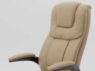 Luxury Beige Cream Leather Executive Office Chair PBR 3D Model 3D model