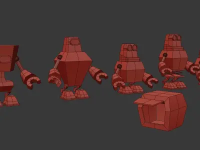 Cartoon Robots Low Poly Pack 3D model