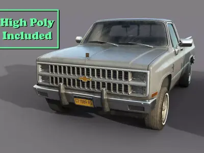 Chevrolet C10 1982 Grey Low-poly 3D model