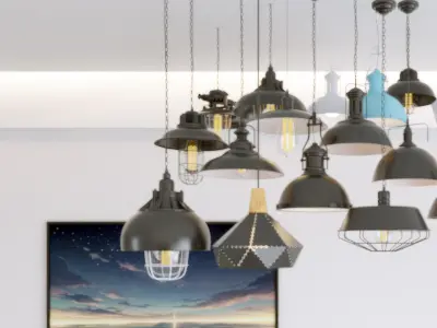 wind chandelier Industrial 3D model