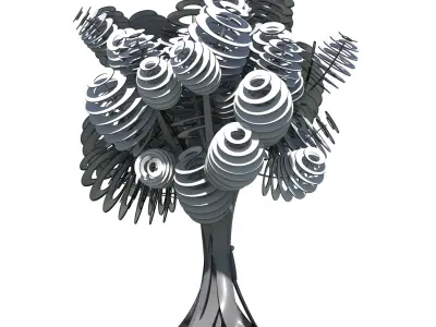 9 stylised representation of a medium sized broad-leafed trees 3D Model Pack