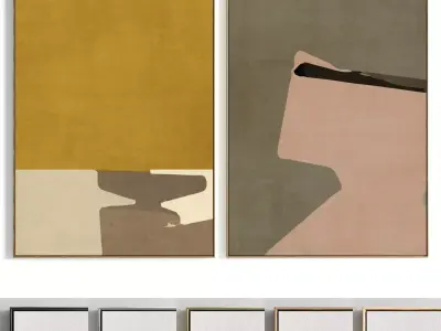 Plaster Two Photo Frame 334 Low-poly 3D model