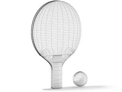 Table Tennis Racket and Ball 3D model