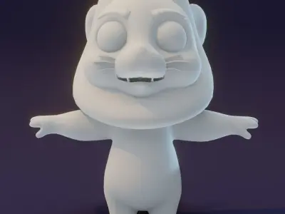 Cartoon Lion Rigged Base Mesh 3D Model Low-poly 3D model