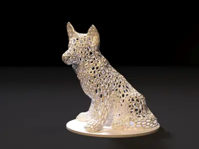 Puppy silver sculpture of dog 3D print model