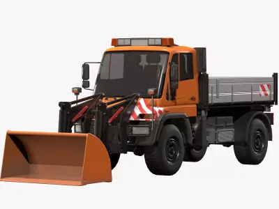 Unimog U500 Front Loader Truck Low-poly 3D model