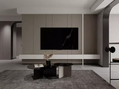 Modern living room dining room interior scenes 514 3D model