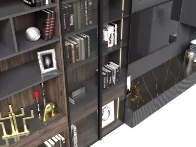 Modern Luxury TV Wall Unit 3D Model 3D model