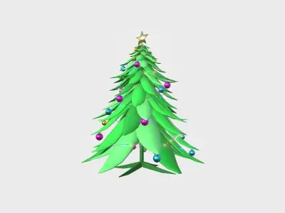 Christmas Tree 02 Green Colored  - Cartoon Interior Decoration Low-poly 3D model