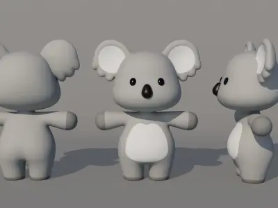 Rigged Cartoon Koala Low-poly 3D model
