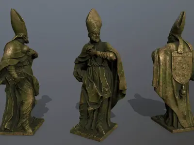 Man Statue Low-poly 3D model
