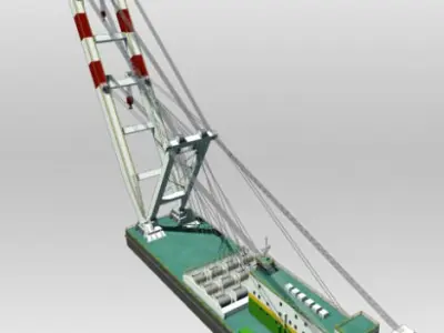 Crane Barge 3D model
