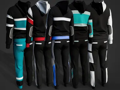 5 Hoodies and Sweatpants  Video Tutorial  CLO OBJ Vol03 3D model