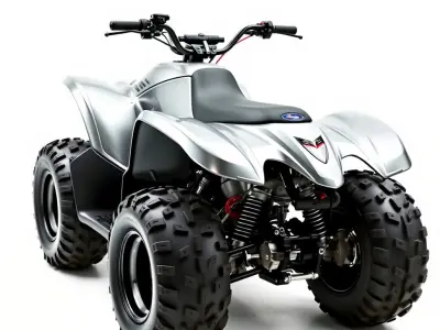 Metallic Silver Quad Bike with Oversized Tires Model Pack Low-poly 3D model