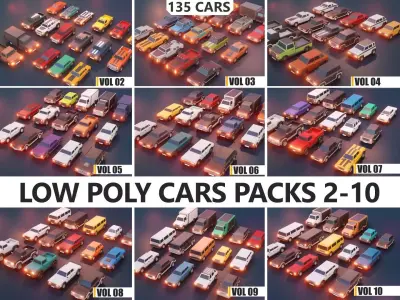 Low Poly Cars Mega Pack Vol 2-10 lowpoly low-poly Low-poly 3D model