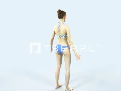 Beauty J Beach Animated Rigged Sports Woman Low-poly 3D model