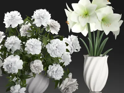 Bouquet of white flowers in a vase for decoration 109 3D model