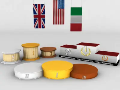 Sport podium flag pack 3D model