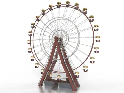 Old Painted Ferris Wheel Low-poly 3D model