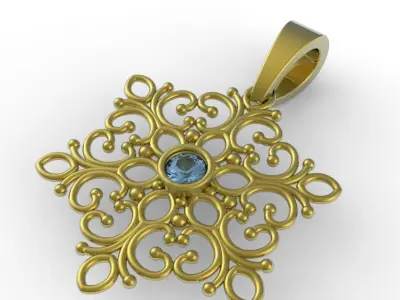 snowflake pendant 3D print model