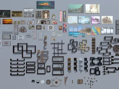 Picture Frame and Wall Decoration Low-poly 3D model