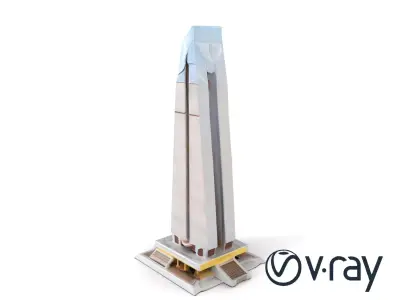 Futuristic Glass Skyscraper Architectural Composition model pack Low-poly 3D model