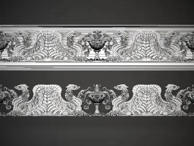 Cornice metal sculpture with wings 3D model