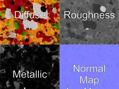 Floral Vase with Gerberas model pack Low-poly 3D model