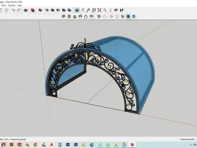 3D model of 3D iron art glass roof villa architecture 3D model