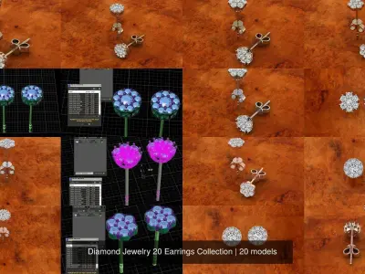 Diamond Jewelry 20 Earrings Collection 3D Model Pack