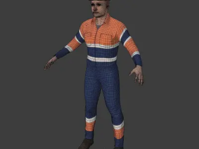 Construction Worker -- with IK and FK Rig Low-poly 3D model