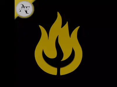 Simple Flame Symbol - 2D Art Free 3D print model 17