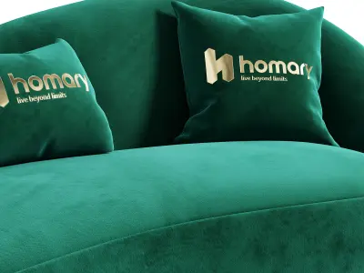 Luxury Green Velvet Upholstered Sofa by Homary 3D model
