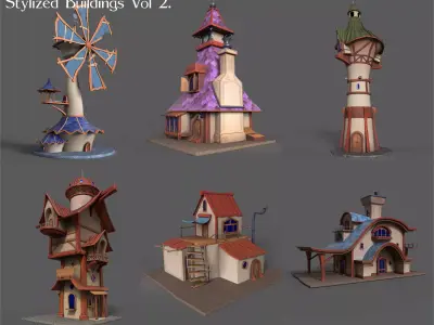 STYLIZED BUILDINGS  VOL2 Low-poly 3D model