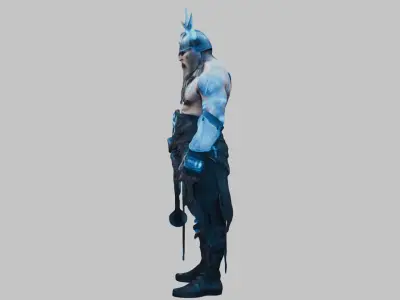 Male Fantasy Viking Barbarian Character Low-poly 3D model
